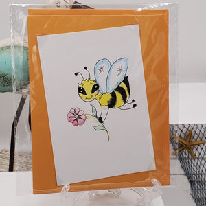 Bee flower greeting card