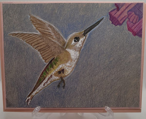 Gold Hummingbird Blank greeting card