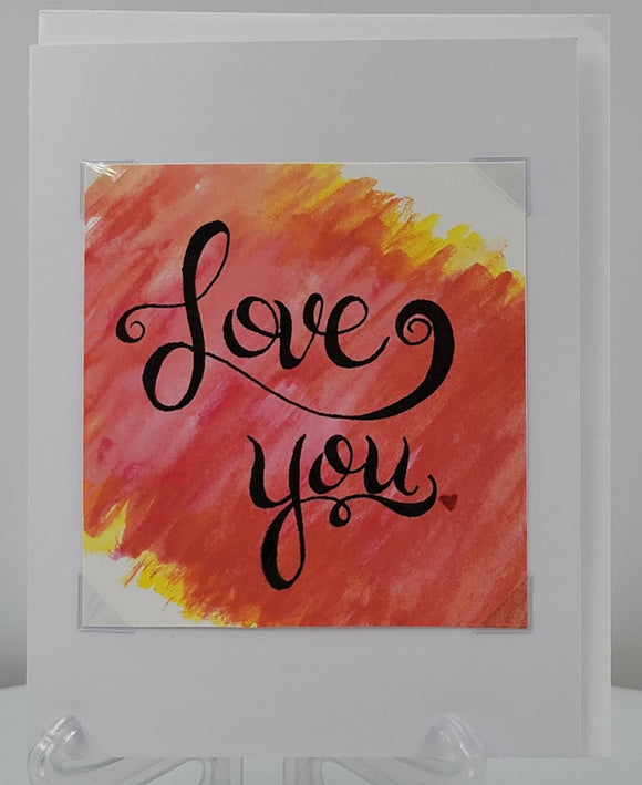 Red & Yellow Love You Blank greeting card