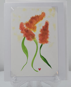 Orange Wild Flower Blank greeting card